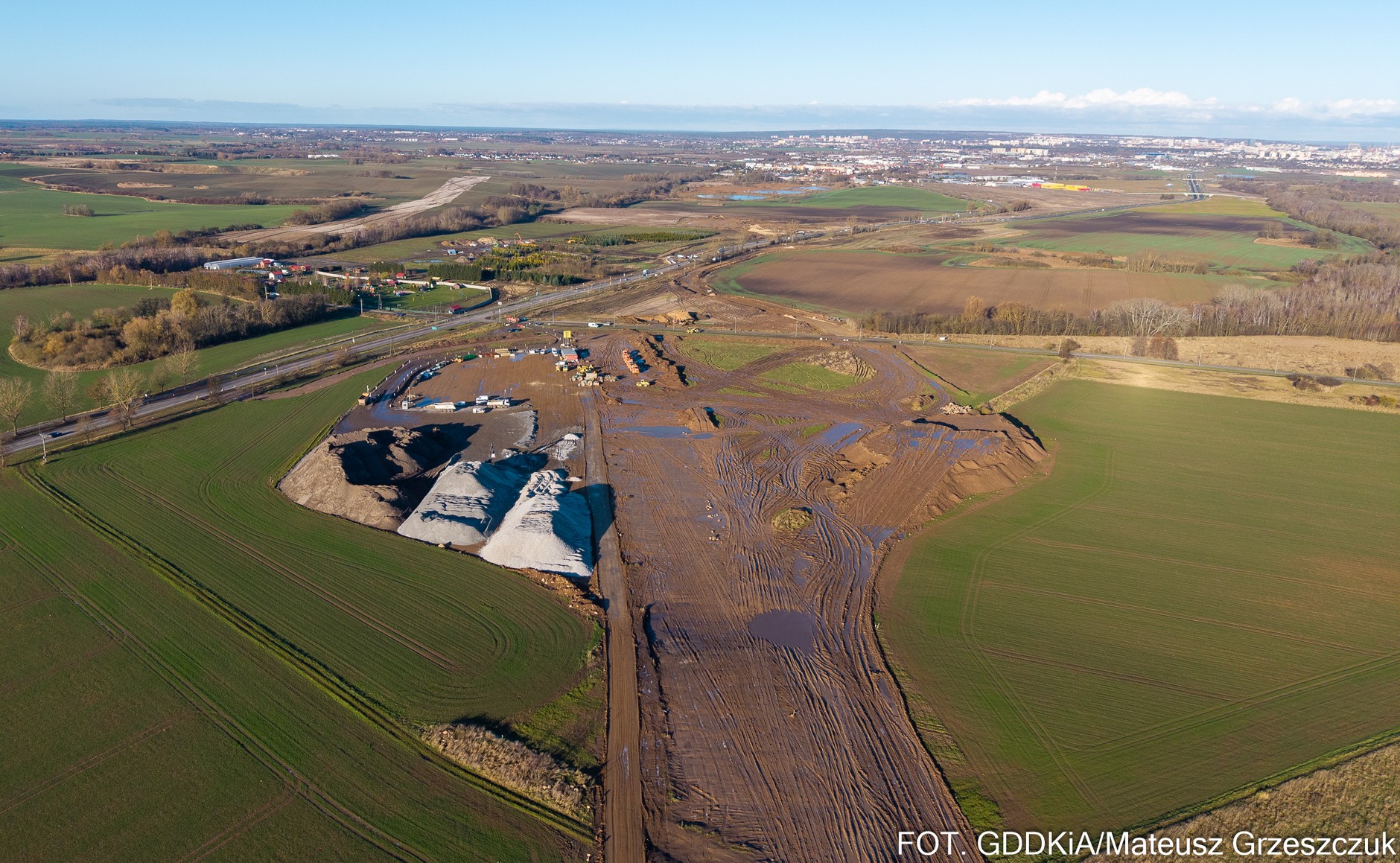 Budowa węzła Szczecin Południe - widok w kierunku północnym