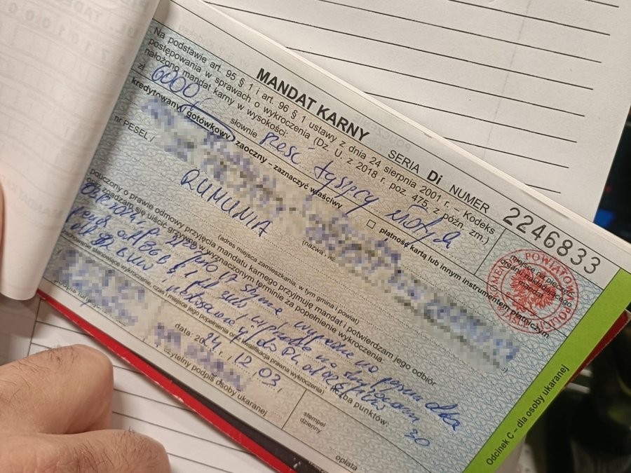 Kierowca ciężarówki ukarany mandatem na 6 tys. zł. Dostał też 30 punktów karnych