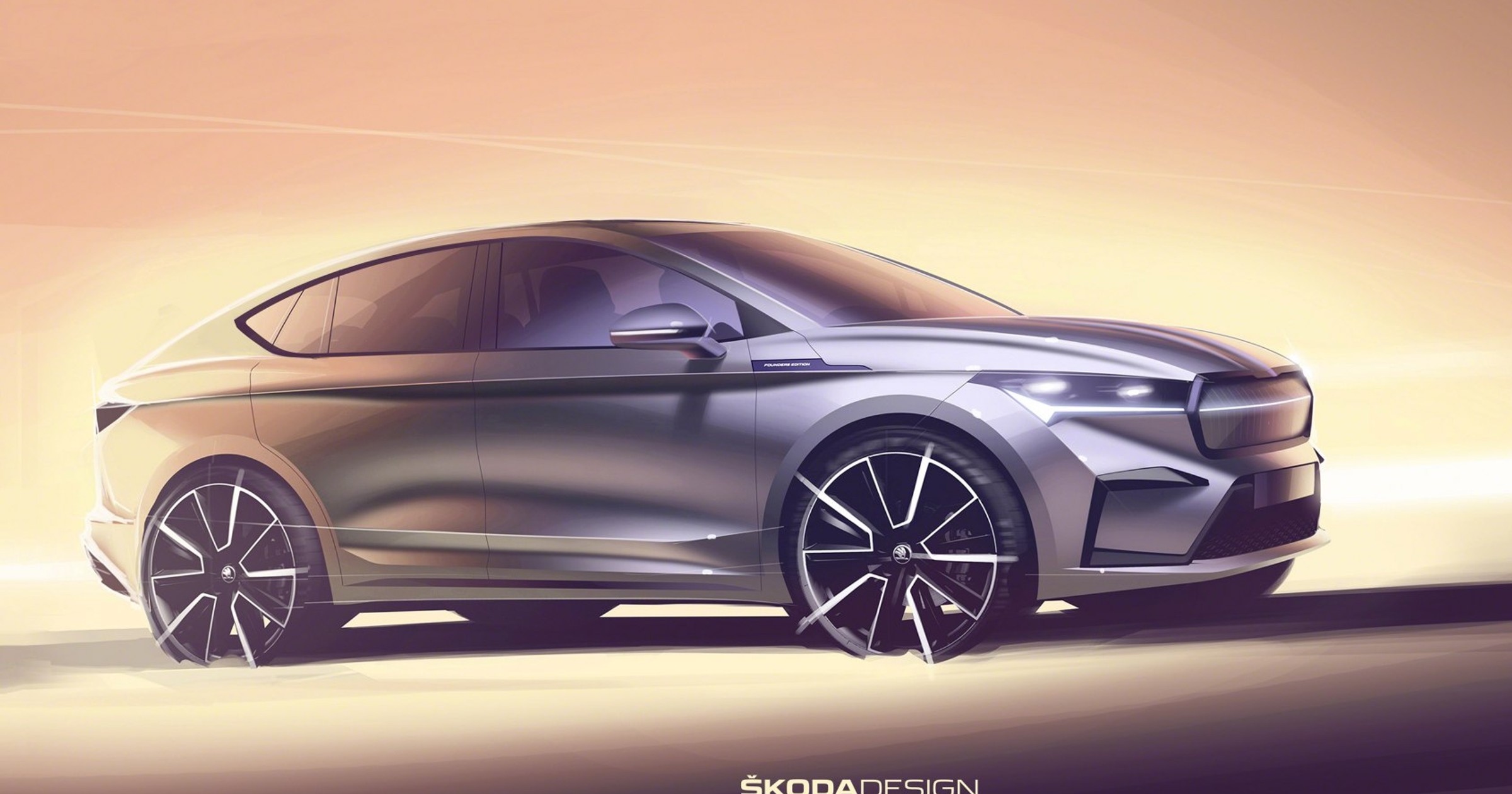 2021 ENYAQ-iV-Coupe Exterior-Press-Sket-ches FRONT BAT COUPE 2-1920x951