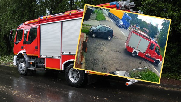 Strażacy pokazali nagranie z wyjazdu do akcji. Pędził na nich TIR [WIDEO]