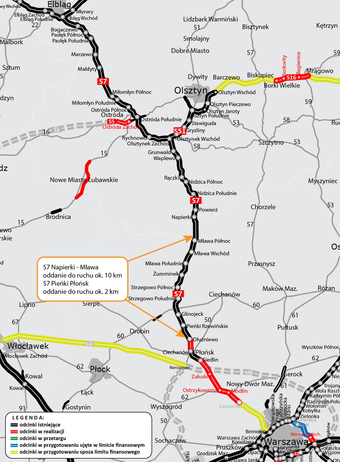 Droga ekspresowa S7 - plan orientacyjny