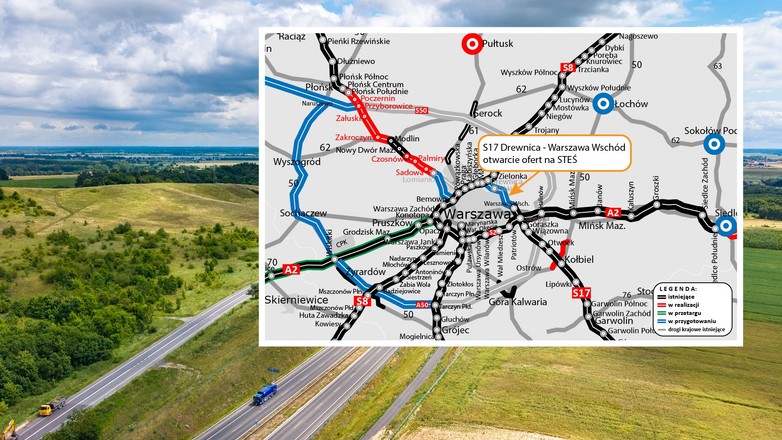 Droga S17 Wschodnia Obwodnica Warszawy - mapa