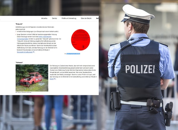 Czerwona naklejka na aucie w Niemczech. Uwaga na mandat, który może przekroczyć wartość auta!