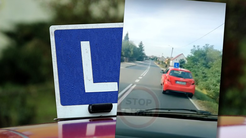 Kursant jeździ samochodem od prawej do lewej