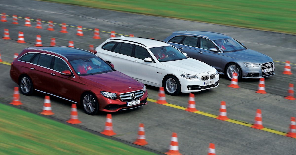 Mercedes klasy E kombi kontra BMW serii 5 Touring i Audi A6 Avant