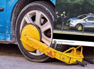Założyli blokadę na koła radiowozu w Poznaniu. Internauci mają ubaw