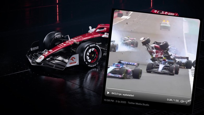 Zhou Guanyu z Alfa Romeo F1 Orlen Team brał udział w makabrycznie wyglądającym wypadku