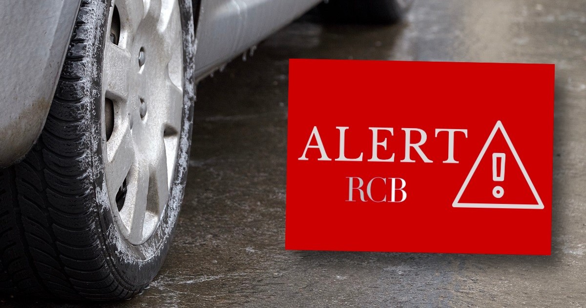 Alert RCB ostrzegający przed gołoledzią