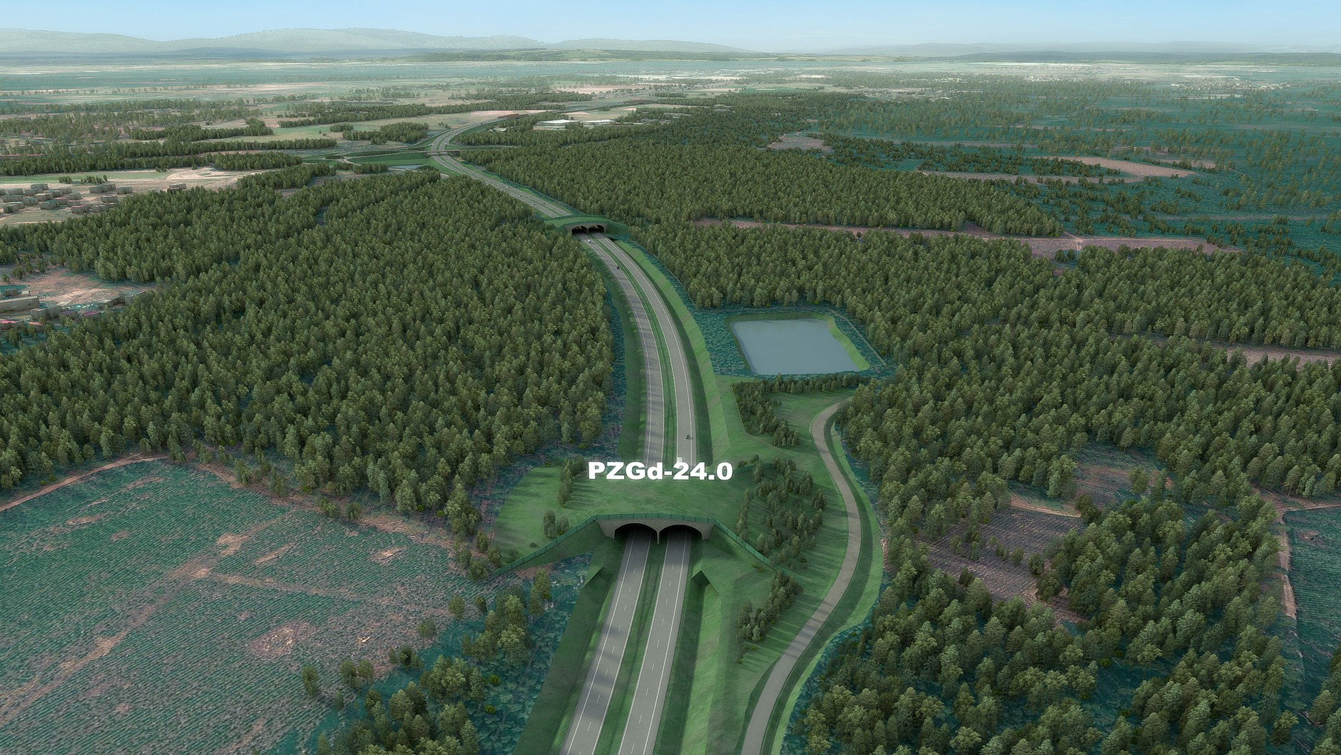 Wizualizacja S6 Zachodniej Obwodnicy Szczecina na wysokości m Tanowo