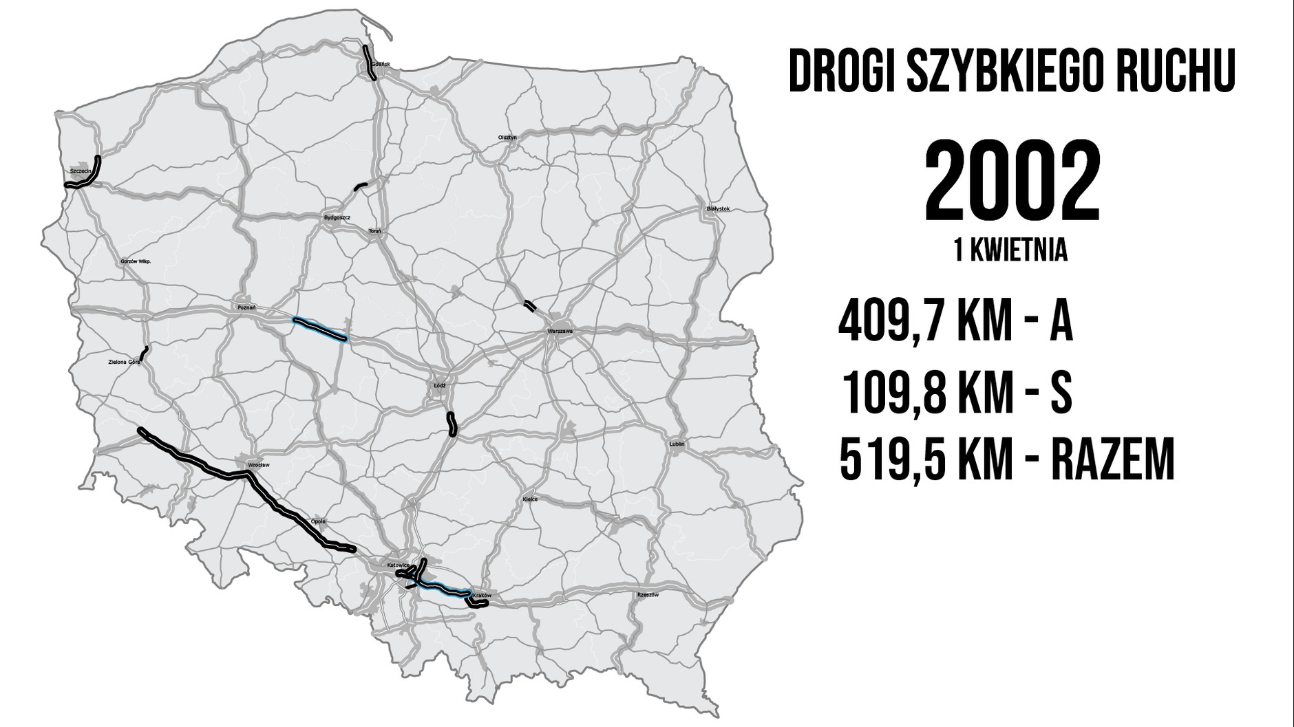 Drogi szybkiego ruchu — stan na 1 kwietnia 2002