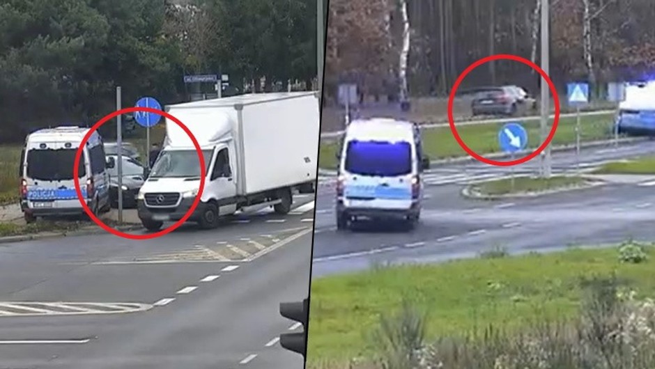 Policjanci myśleli, że już go mają. Wtedy odjechała ciężarówka, która blokowała mu drogę [WIDEO]