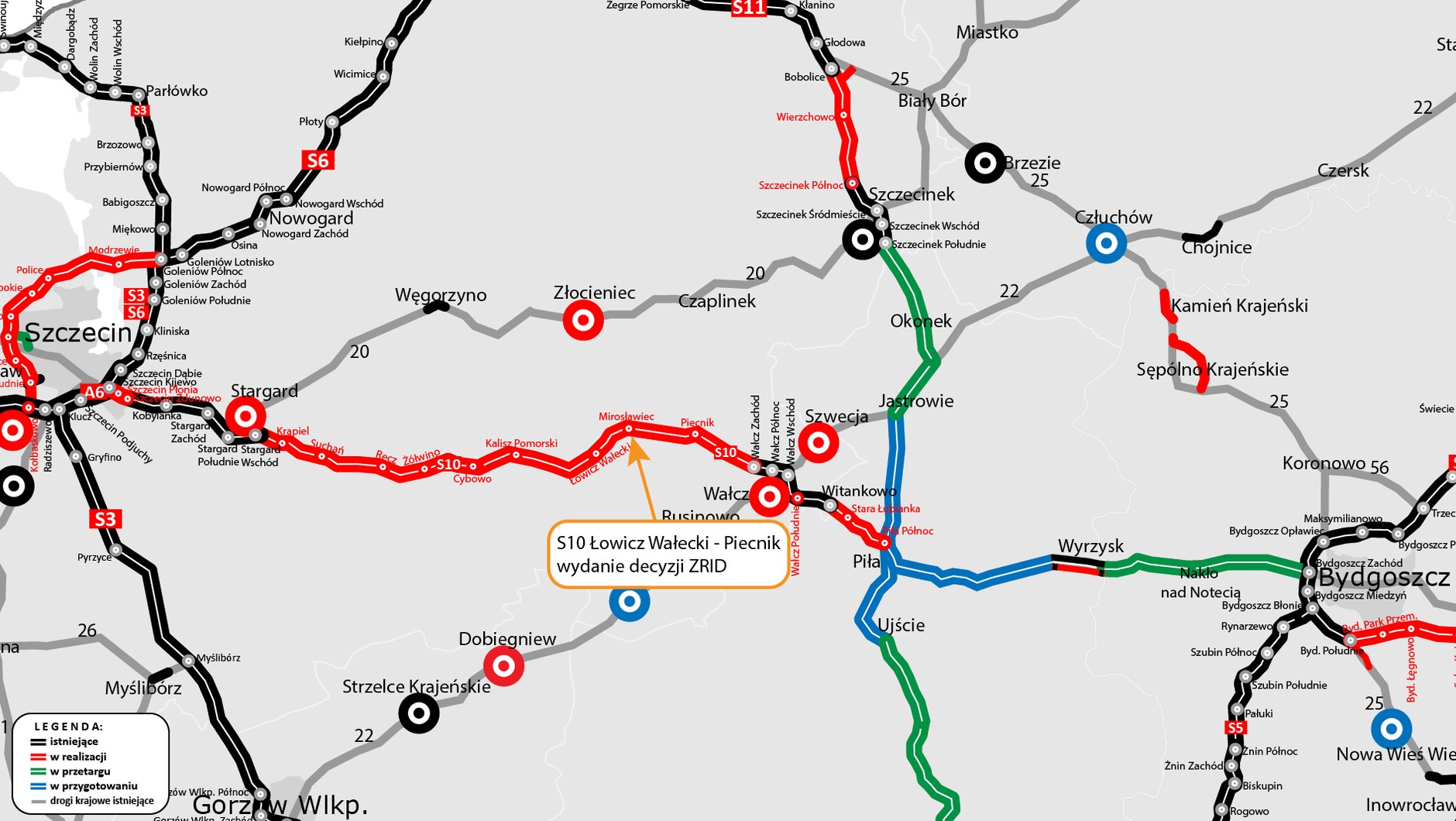 Droga S10 Szczecin - Wałcz. 100 km w budowie