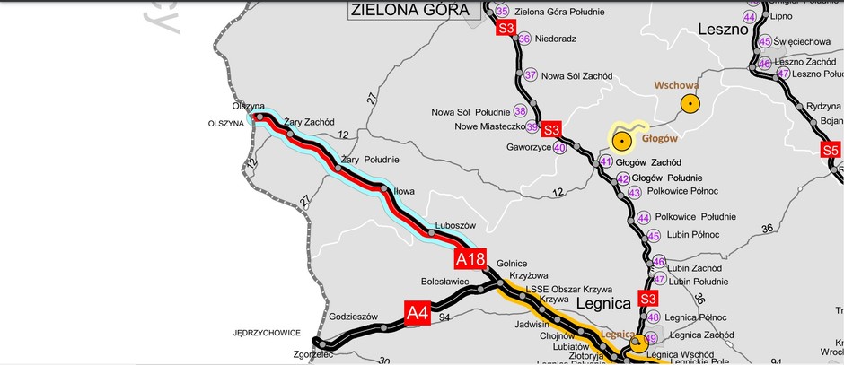 Autostrada A18 mapa