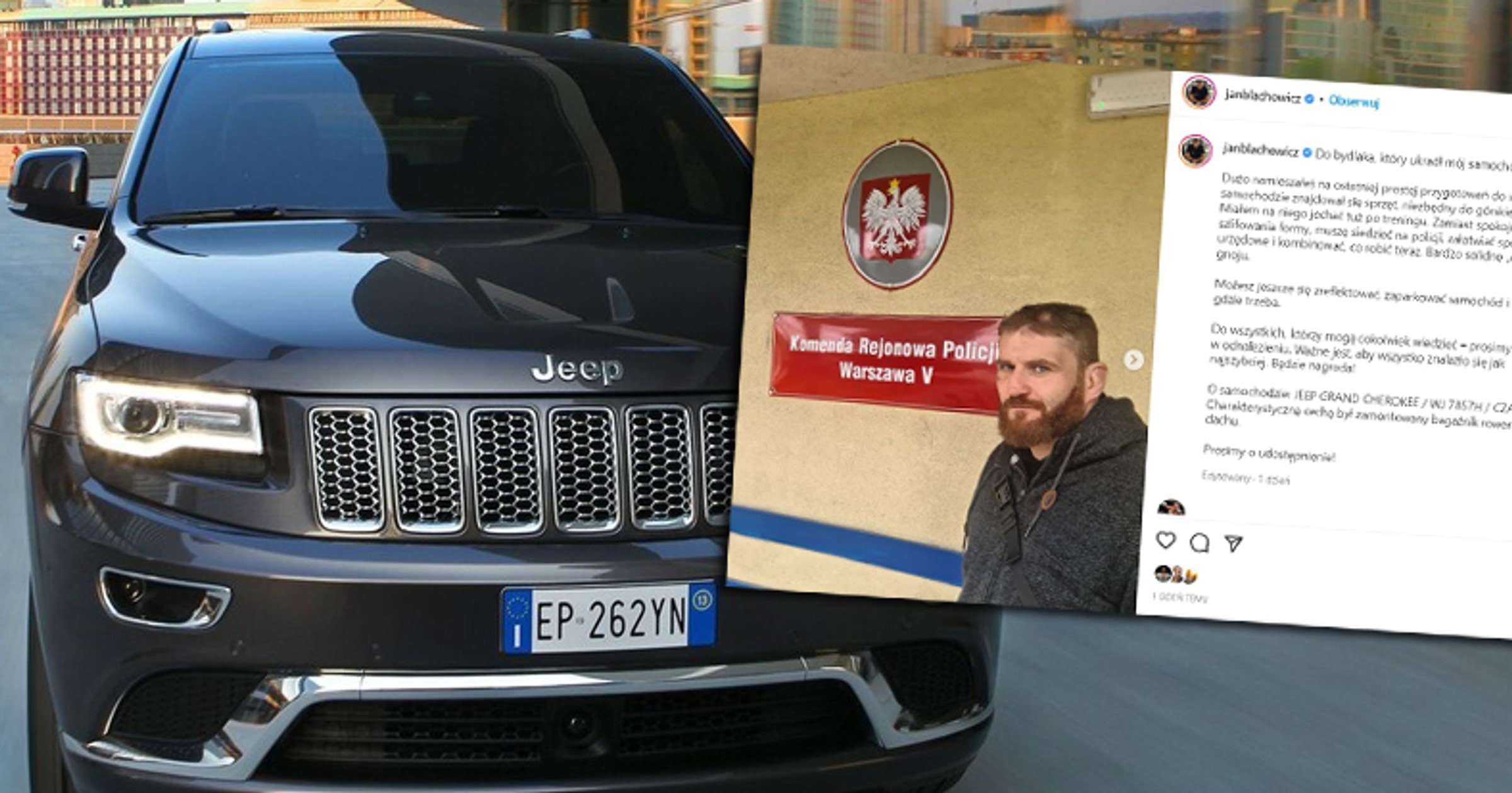 Jan Błachowicz, były mistrz UFC, stracił swojego Jeepa Grand Cherokee