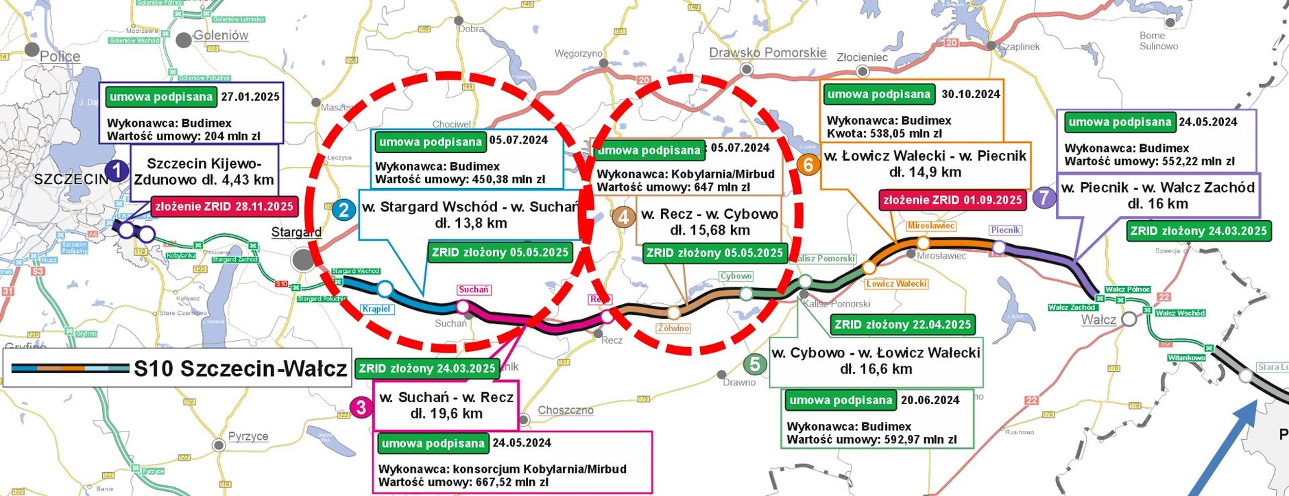 Stan realizacji drogi S10 na trasie Szczecin — Wałcz