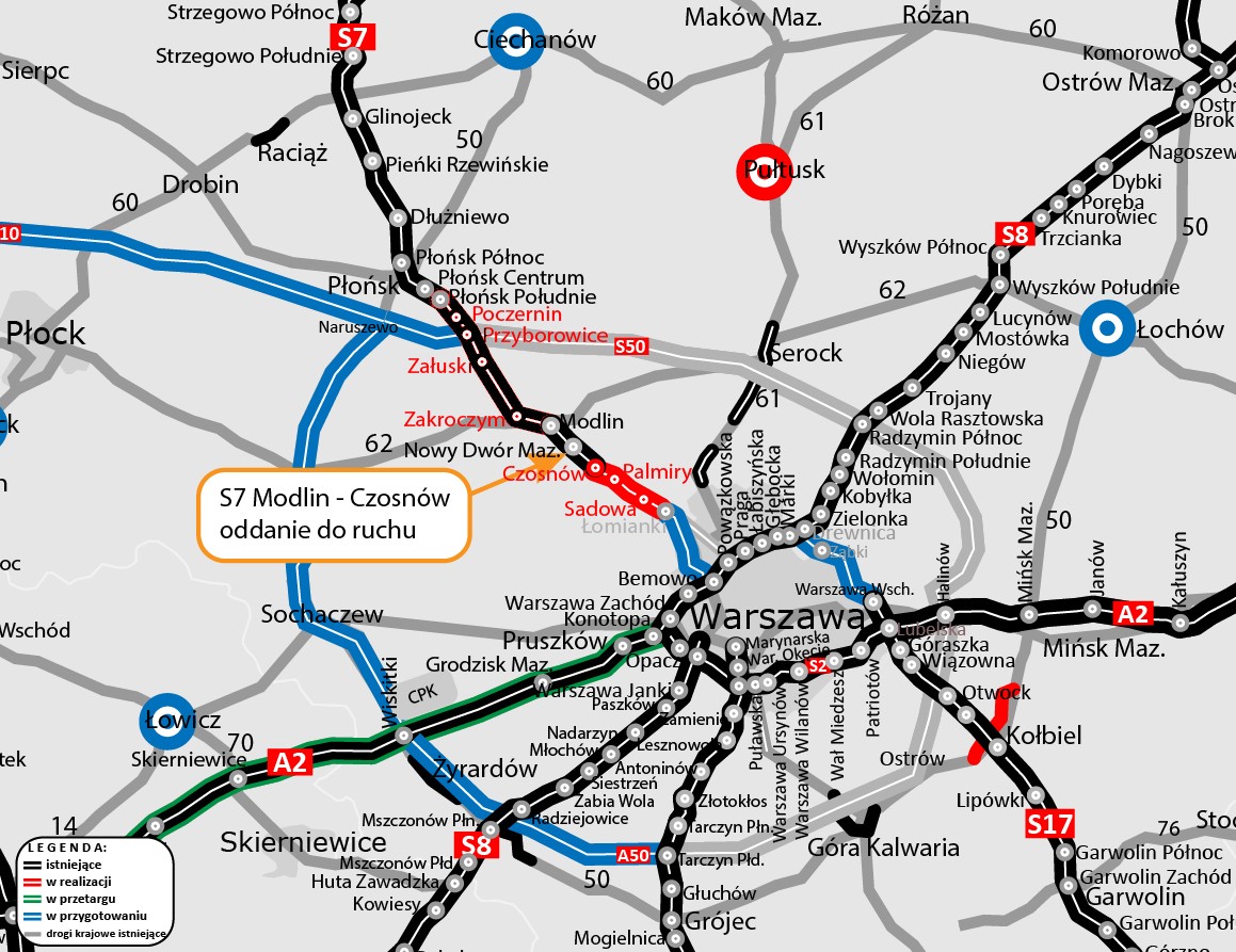 Droga S7 na północ od Warszawy