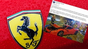 Ferrari rozbiło się w deszczu na A1 pod Włocławkiem, kierowca uderzył w barierki