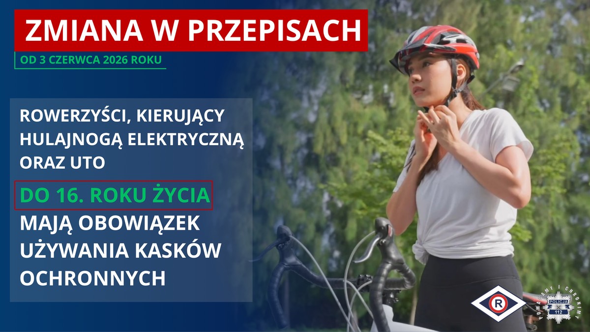 Obowiązek jazdy w kasku na rowerze i hulajnodze elektrycznej