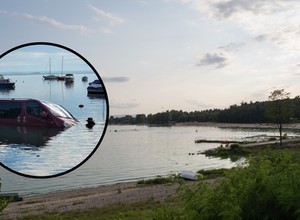 Wędkarz zapomniał o hamulcu ręcznym. Auto dołączyło do jego łódki
