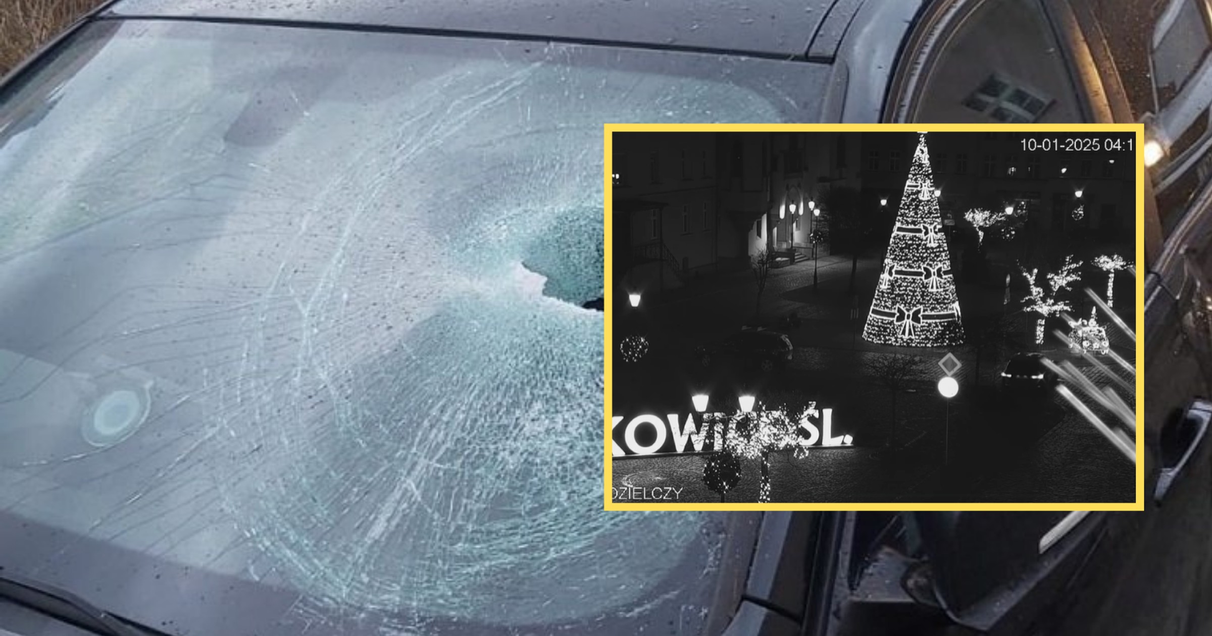 Kierowca BMW wjechał w świąteczne dekoracje i odjechał zniszczonym samochodem.