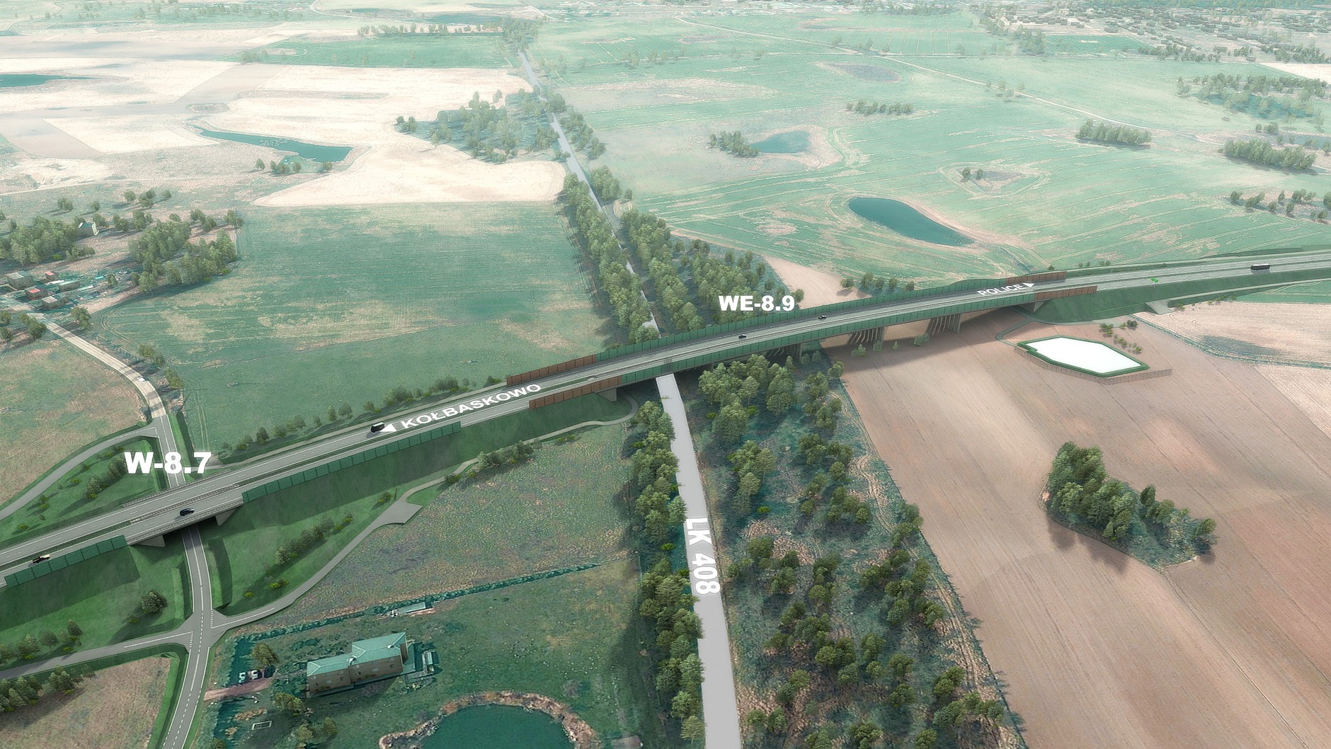 wizualizacja estakady na odcinku Kołbaskowo-Dołuje Zachodniej Obwodnicy Szczecina w ciągu S6