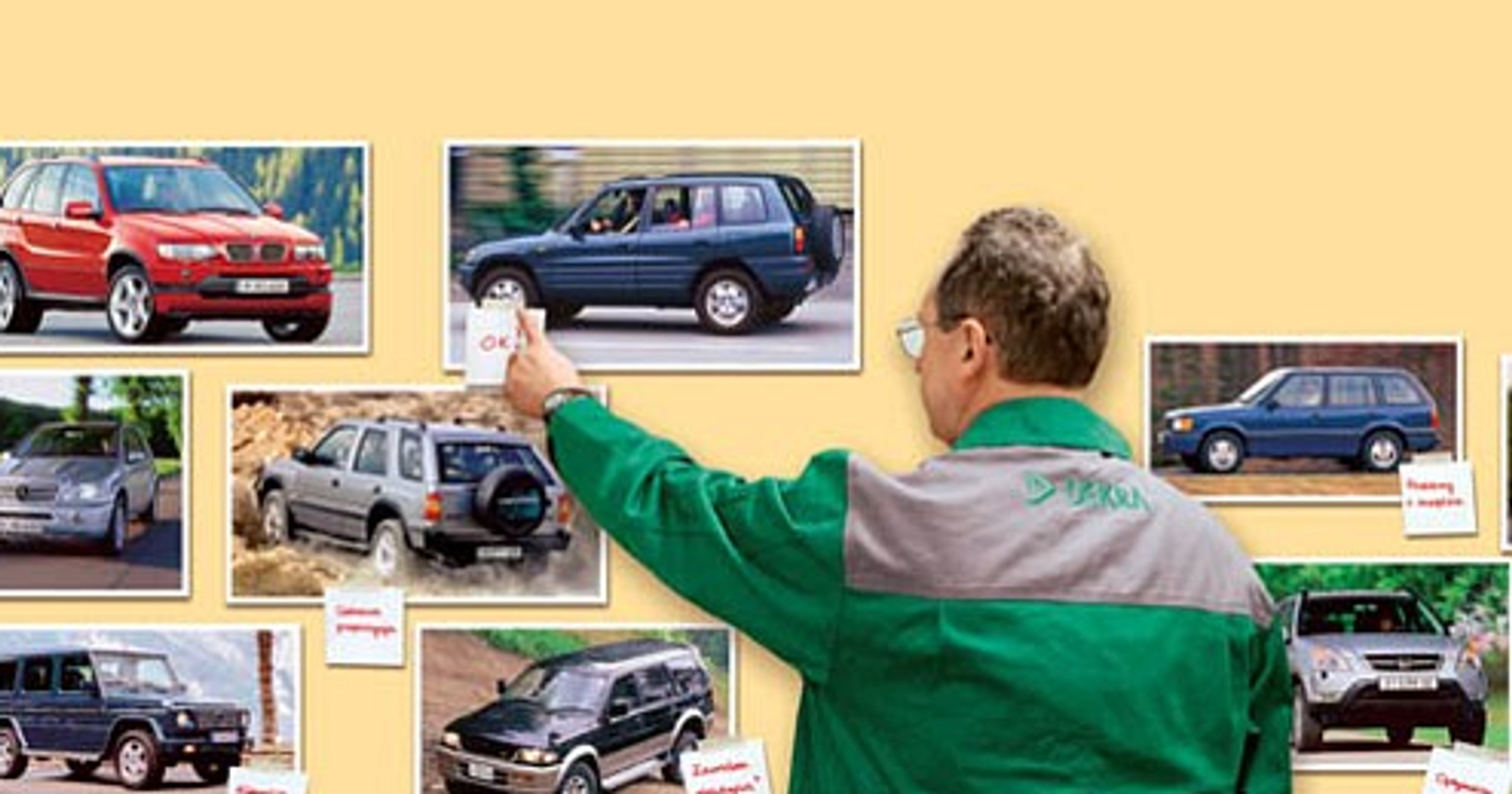 BMW X5, Honda CR-V, Jeep Grand Cherokee, Land Rover Freelander, Mercedes ML, Mercedes klasy G, Mitsubishi Pajero, Opel Frontera, Range Rover, Toyta RAV4 - Olbrzymy na celowniku