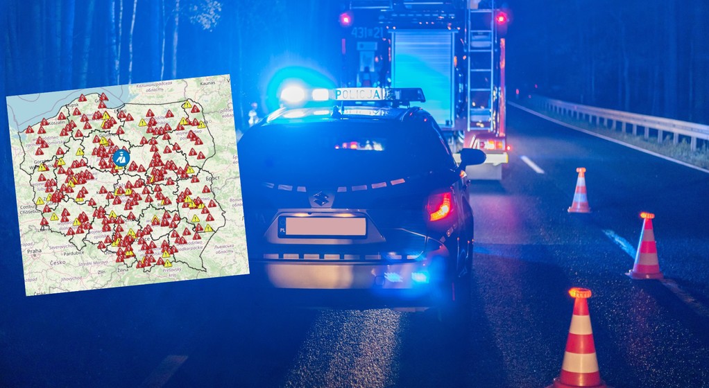 Mapa udostępniona przez policję pokazuje, gdzie w trakcie wakacji doszło do wypadków śmiertelnych na polskich drogach (screen: policja.pl)