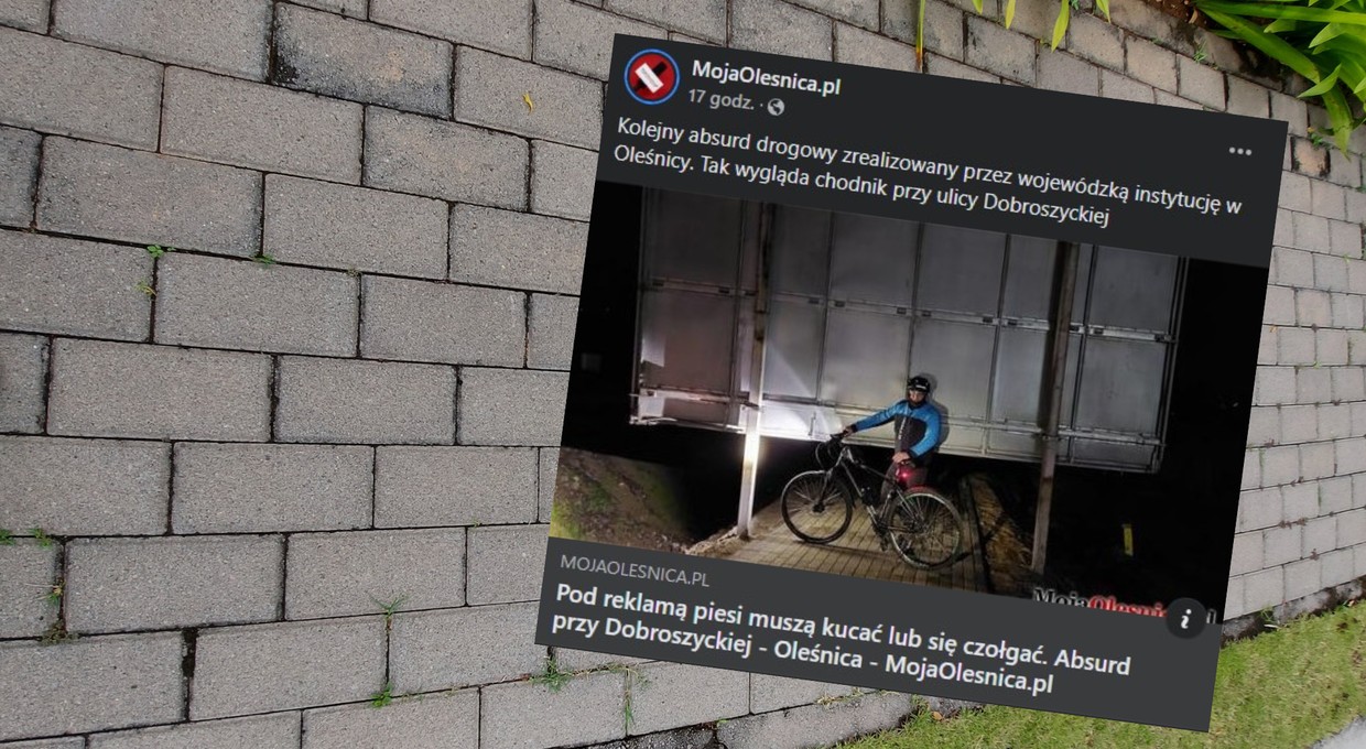 "Bareja" na chodniku w Oleśnicy. Mieszkańcy muszą czołgać się lub kucać