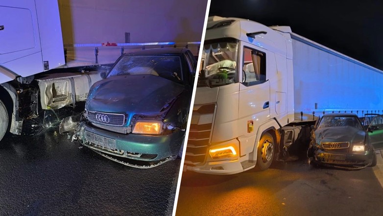 Pijana 17-latka starym Audi wjechała w tira. Wcześniej uciekała przed policjantami