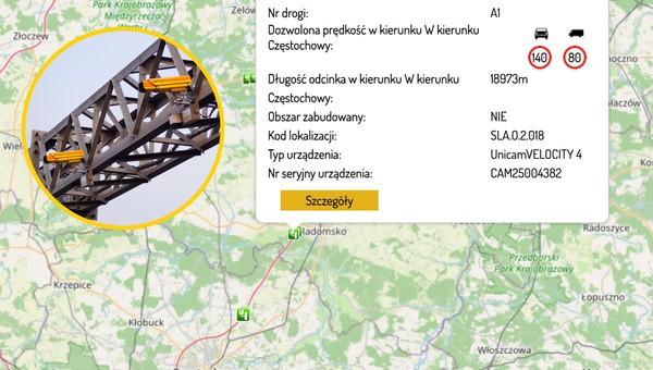 Nowy odcinkowy pomiar prędkości na A1