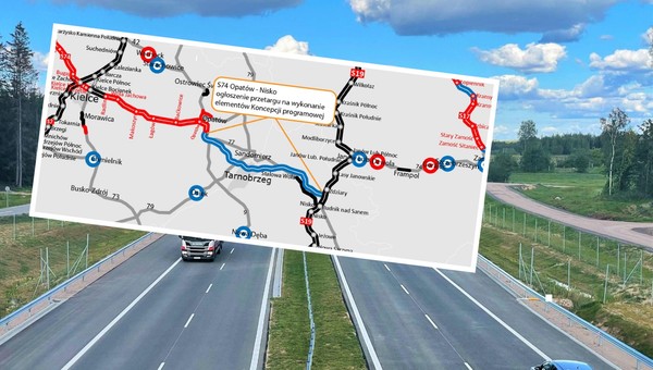 Droga S74 Opatów - Nisko na mapie