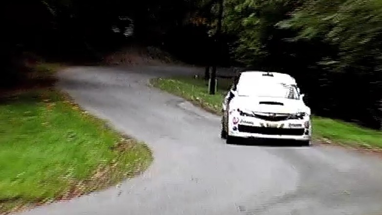 Kajto za kierownicą rajdowego Subaru