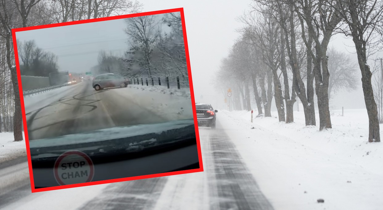Zaczął robić efektowne piruety. Wcześniej kierowca Opla jechał bez wyobraźni [WIDEO]