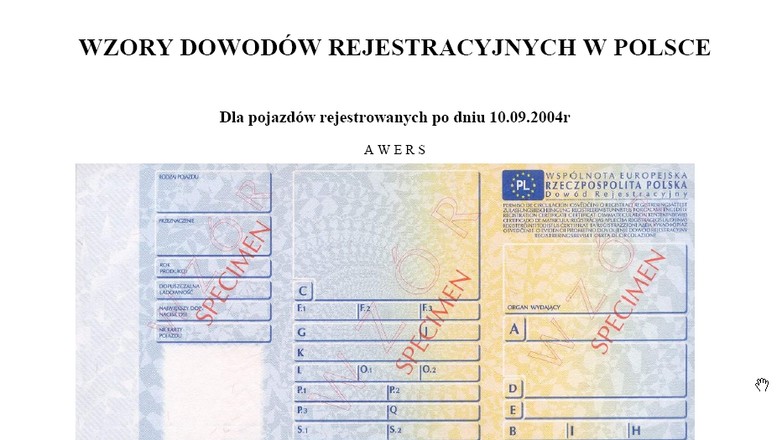 Wzory dowodów rejestracyjnych