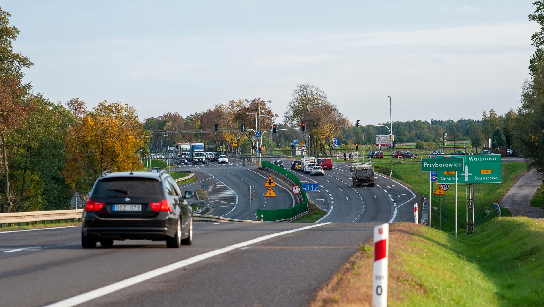 Obecna DK7 Siedlin - Załuski, skrzyżowanie z drogą wojewódzką 571 w Przyborowicach