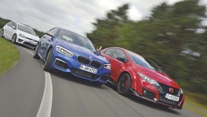 Sportowe kompakty w starciu na torze: Honda Civic Type R Turbo, BMW M135i, VW Golf R