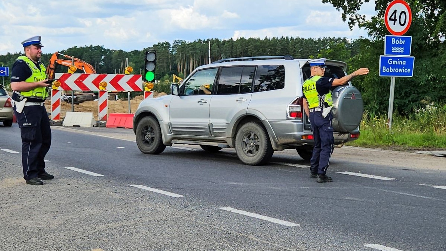 Kontrola drogowa w miejscu z ruchem wahadłowym