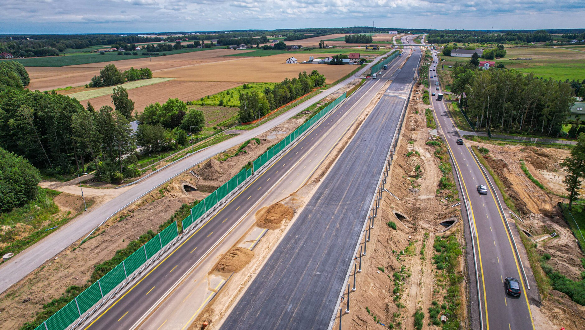 Droga S7 Siedlin - Załuski (postęp prac, sierpień 2025 r.)