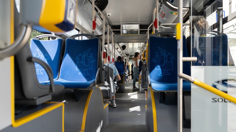 Wnętrze autobusu w Krakowie