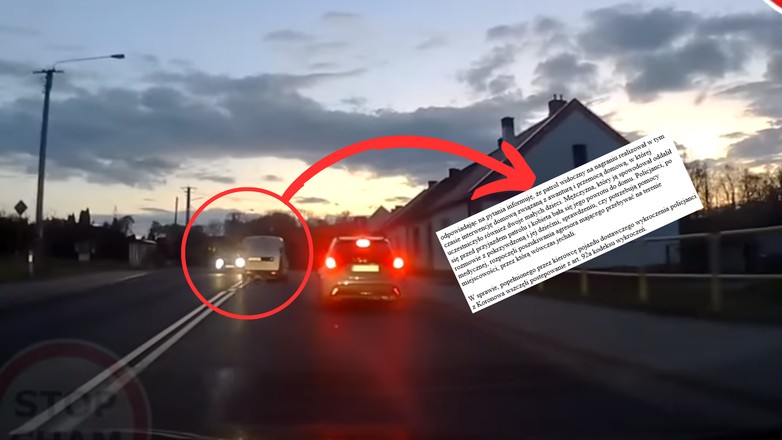 Policja tłumaczy brak reakcji funkcjonariuszy na niebezpieczeństwo spowodowane przez kierowcę (screen: STOP CHAM/YouTube)