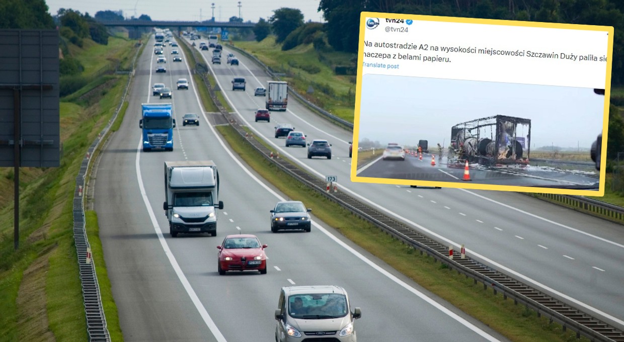 Pożar na autostradzie A2. Strażacy musieli go gasić dwa razy