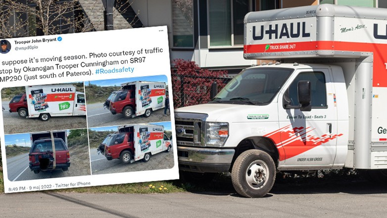 "Gospodarny" Amerykanin przewoził auto wystające w połowie z kontenera