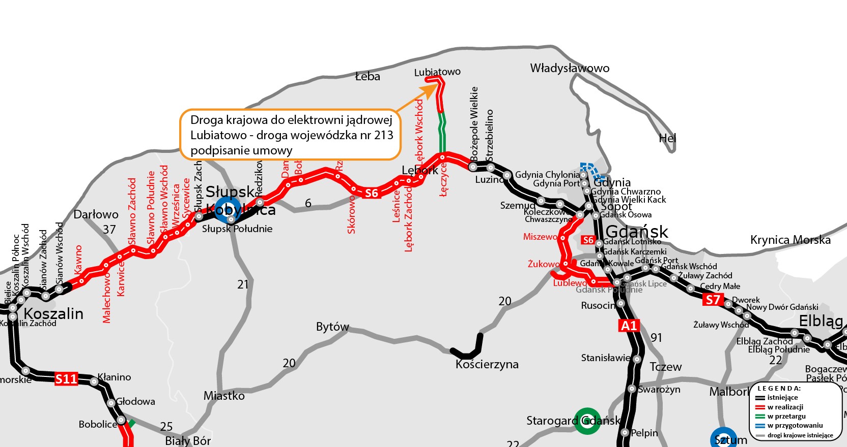 Mapa lokalizacyjna drogi do elektrowni jądrowej — zadanie 1.