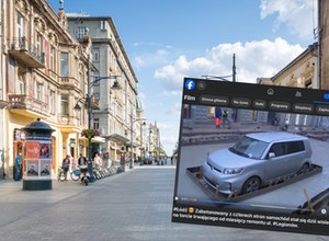Kuriozalna sytuacja w Łodzi. Drogowcy wylali beton wokół auta. Tylko czy pojazd stał tam przez przypadek?