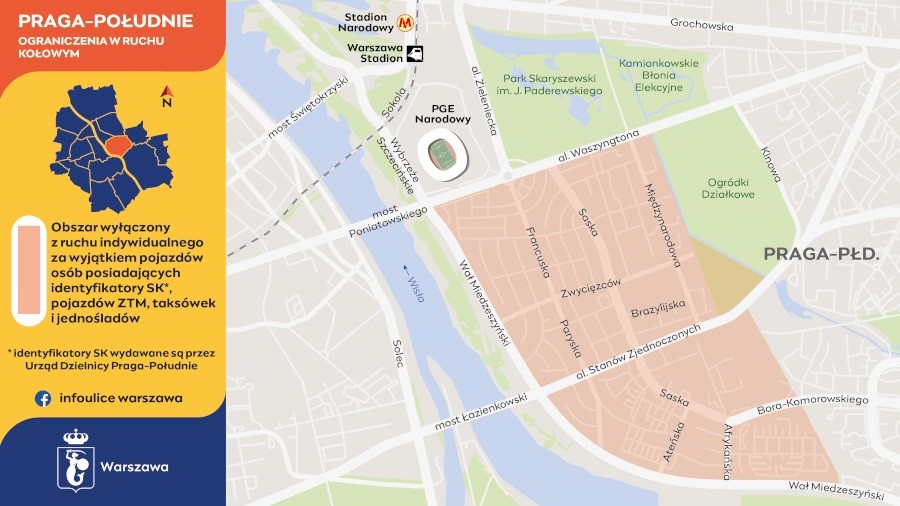 Mecz Polska - Chorwacja. Utrudnienia w Warszawie