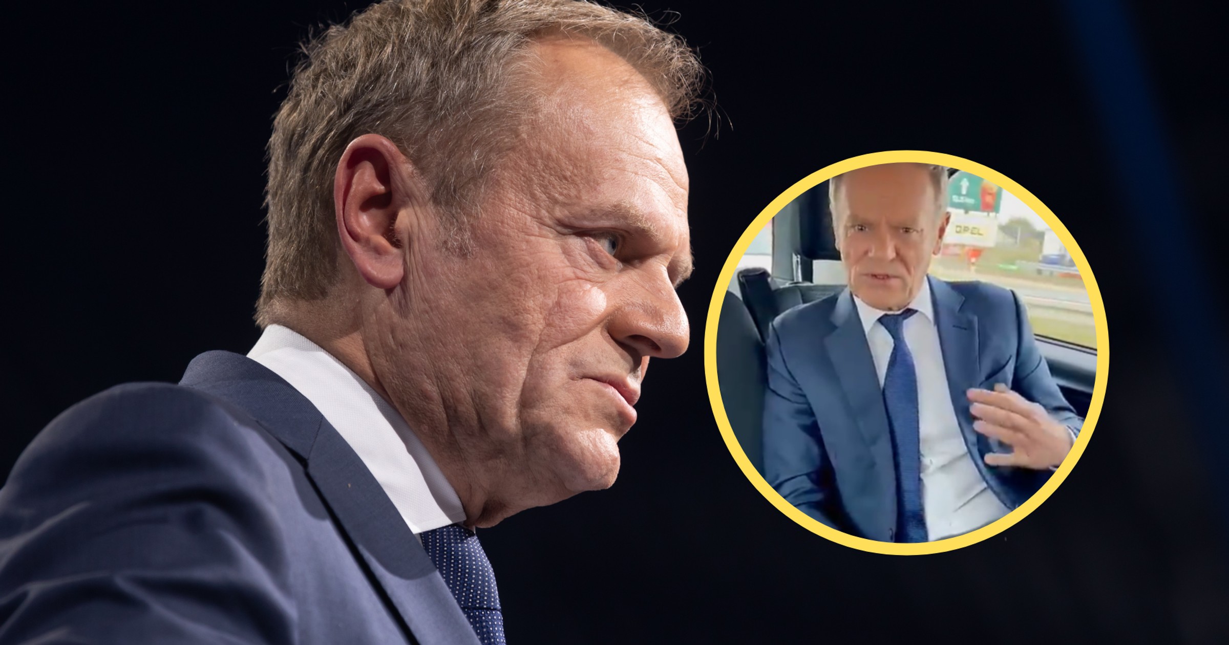 Donald Tusk bez pasów bezpieczeństwa (fot. screen: twitter.com/@donaldtusk)