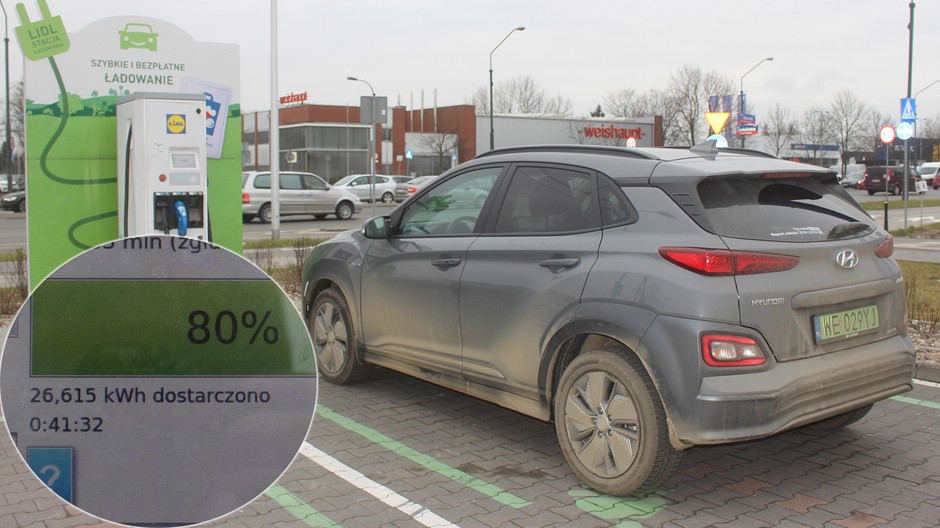 Ładowanie na parkingu przed Lidlem