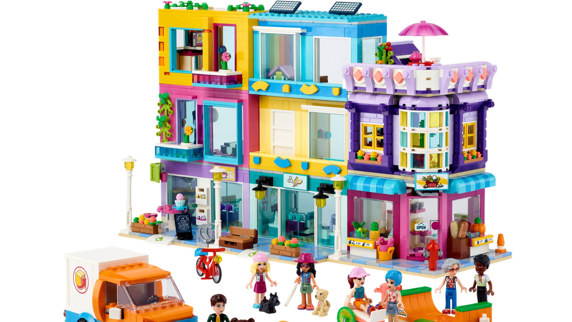 LEGO Friends Budynki przy głównej ulicy (41704) to największy zestaw z tej serii. Gwarantuje wiele godzin wspólnego budowania, ale i jeszcze dłuższą zabawę.