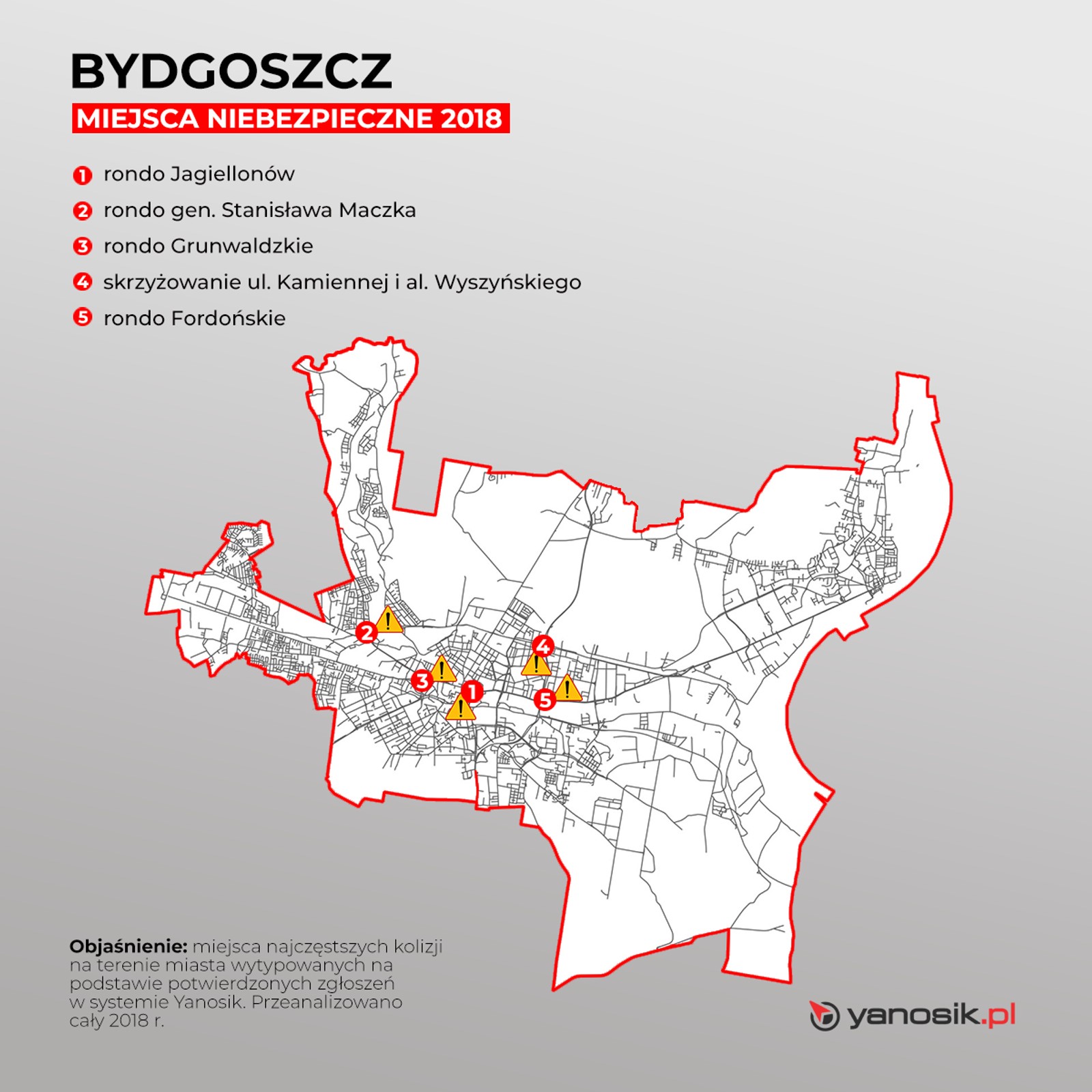 Pięć najbardziej niebezpiecznych miejsc w Bydgoszczy