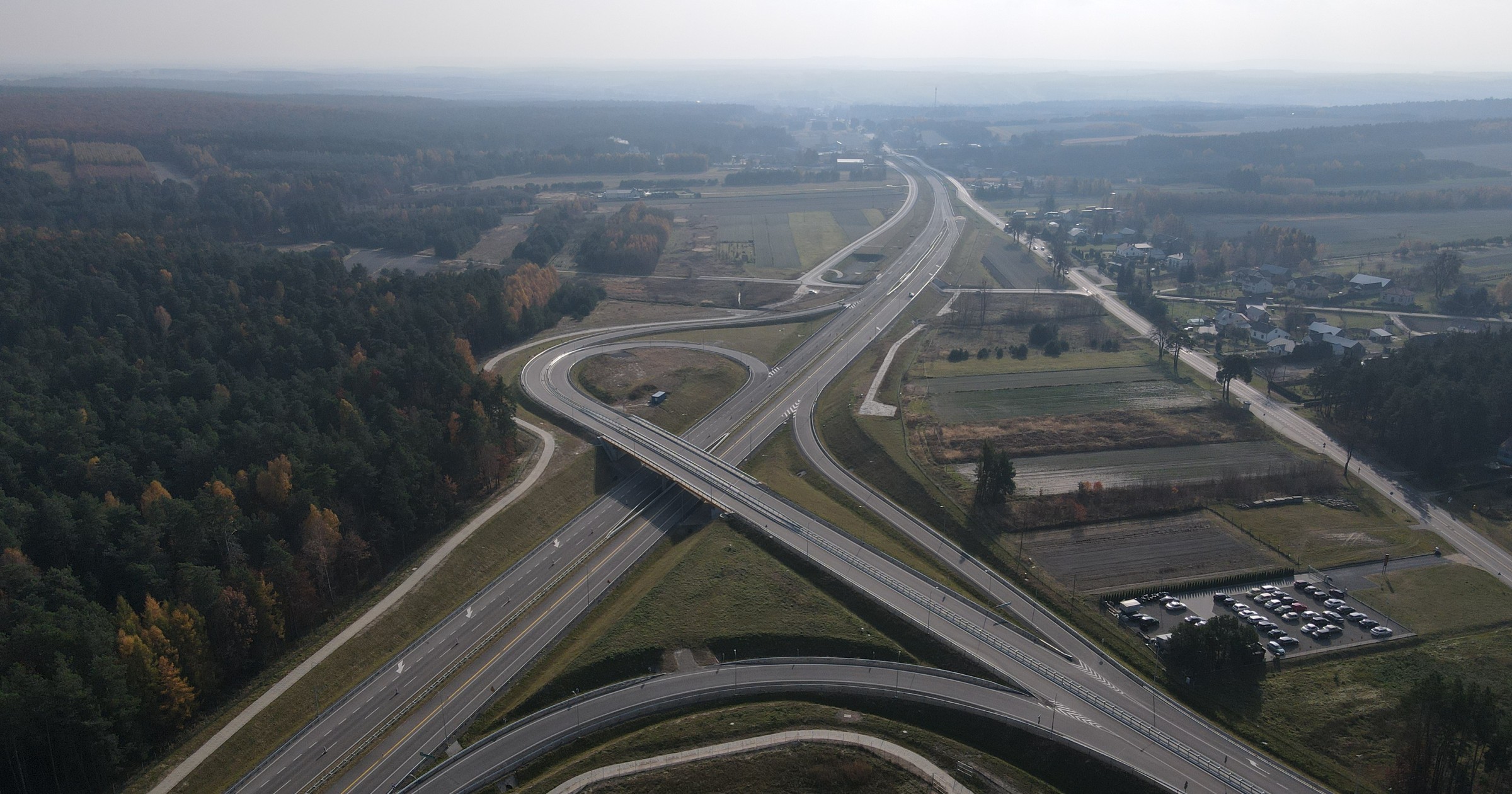 Węzeł Tomaszów Lubelski Południe i widok na DK17 w kierunku Hrebennego